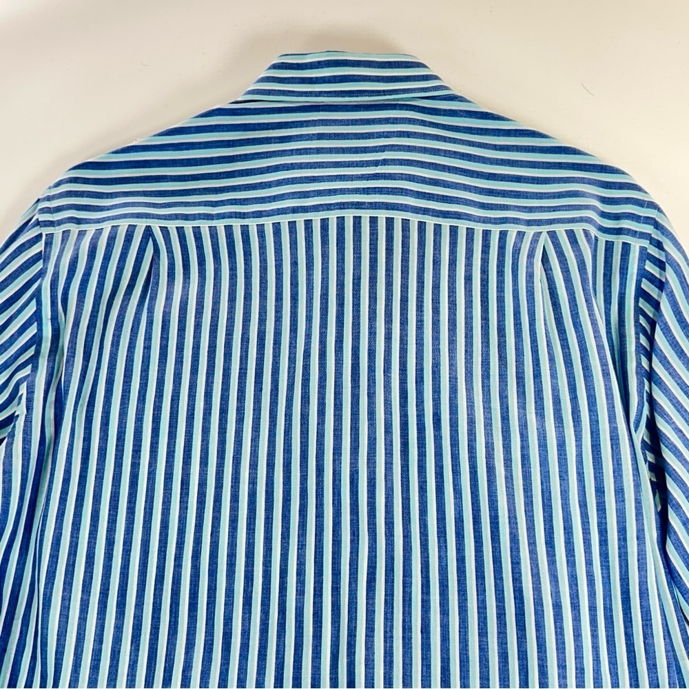 Paul & Shark Men’s Linen Button Down Striped Shirt Blue Medium - Picture 8 of 14